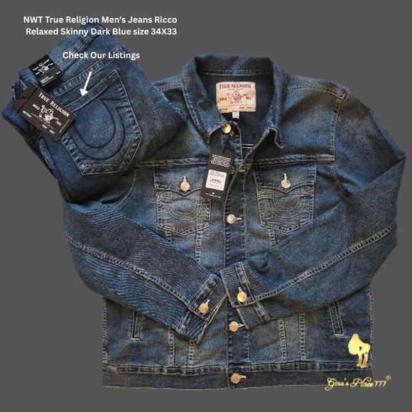 True Religion Other - NWT True Religion Men’s Jesse SN Trucker Denim Jean Jacket Medium Flake, Size L